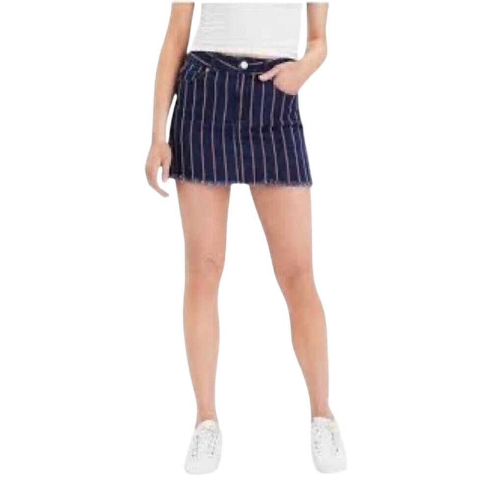 American Eagle Women's Striped Denim Mini Skirt Size 12